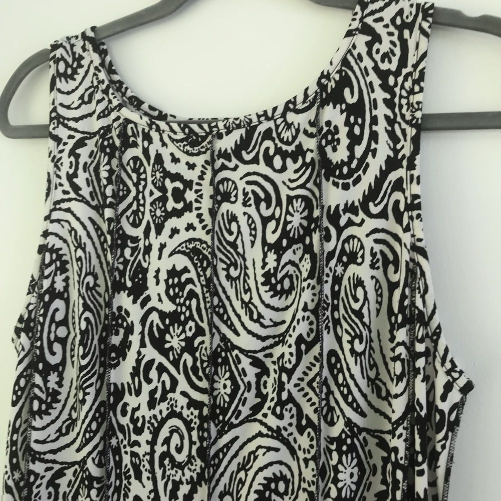 Haani Black & White Paisley Sleeveless A-Line Dress XL - Picture 3 of 7